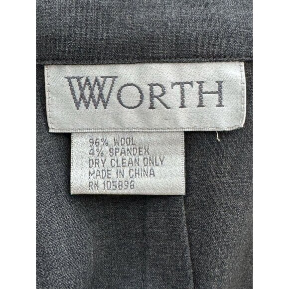 WORTH Women's Gray Wool Blend Shirt Size Medium Ruched Front Career Work - Picture 3 of 8